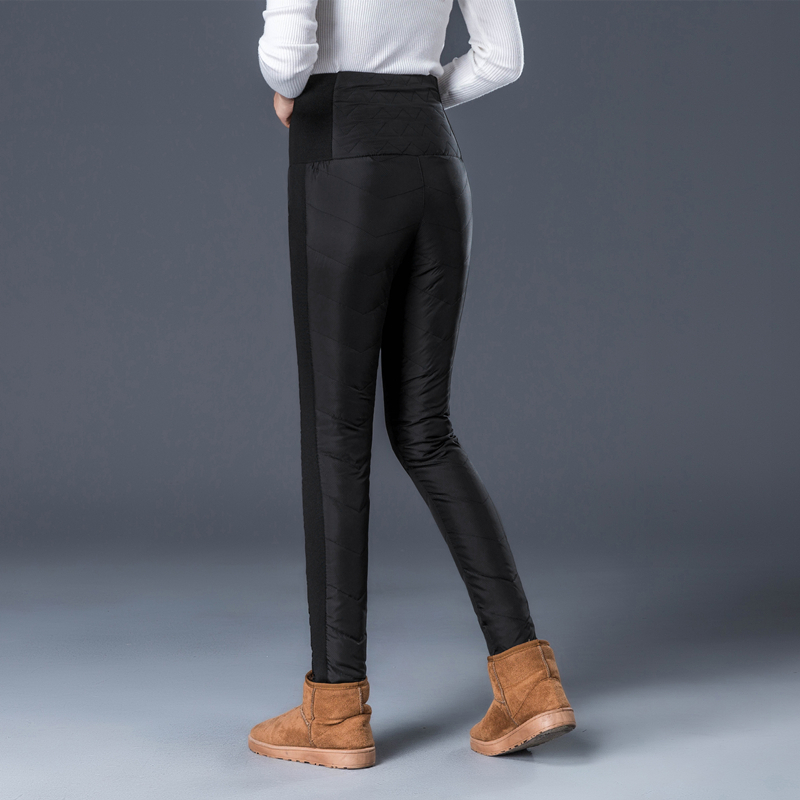羽绒裤女外穿高腰加厚白鸭绒修身显瘦时尚小脚保暖棉裤双面大码冬季棉