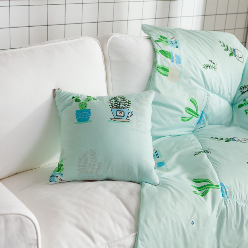 美帮汇风小清新抱枕被靠垫被子两用 沙发汽车用四季款空调小被子