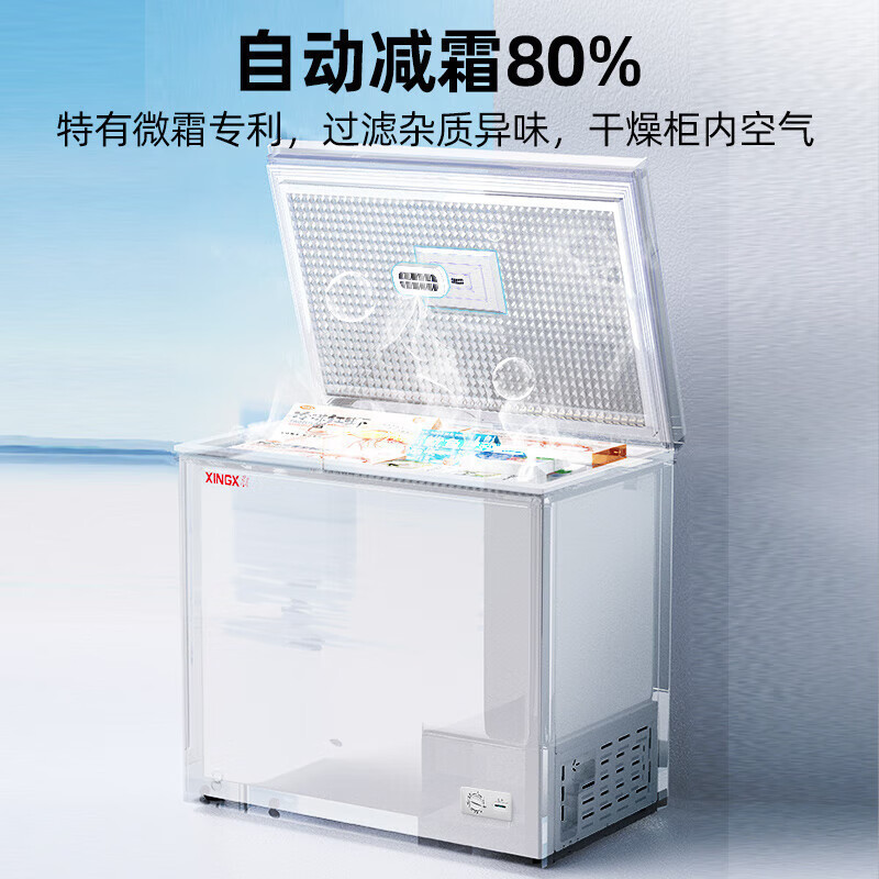 星星(XINGX)BD/BC-203QE家用小型冰柜 卧式冷柜预涂内胆单温厨房商用保鲜设备203升自动减霜1级能效