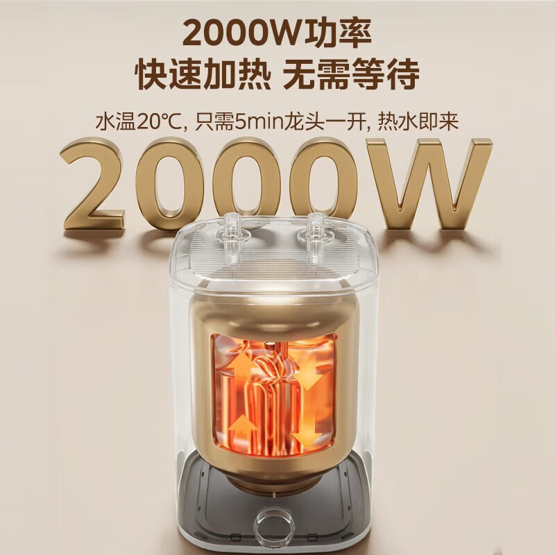 美的[8年质保]上出水电热水器小厨宝家用7.6L迷你大水量连续出水搪瓷内胆一级能效速热F7.6-20CB5高清大图