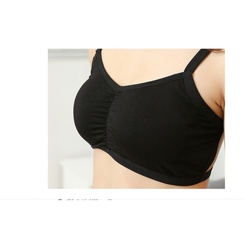 蕾丝裹胸打底带背心带胸垫抹胸内衣无钢圈文胸韩版蕾丝-黑胸围80-100