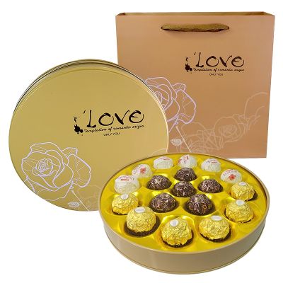 费列罗榛果威化巧克力铁盒礼盒装18颗礼盒装七夕520情人节圣诞节 金色礼盒18颗（三色，装好发） 费列罗