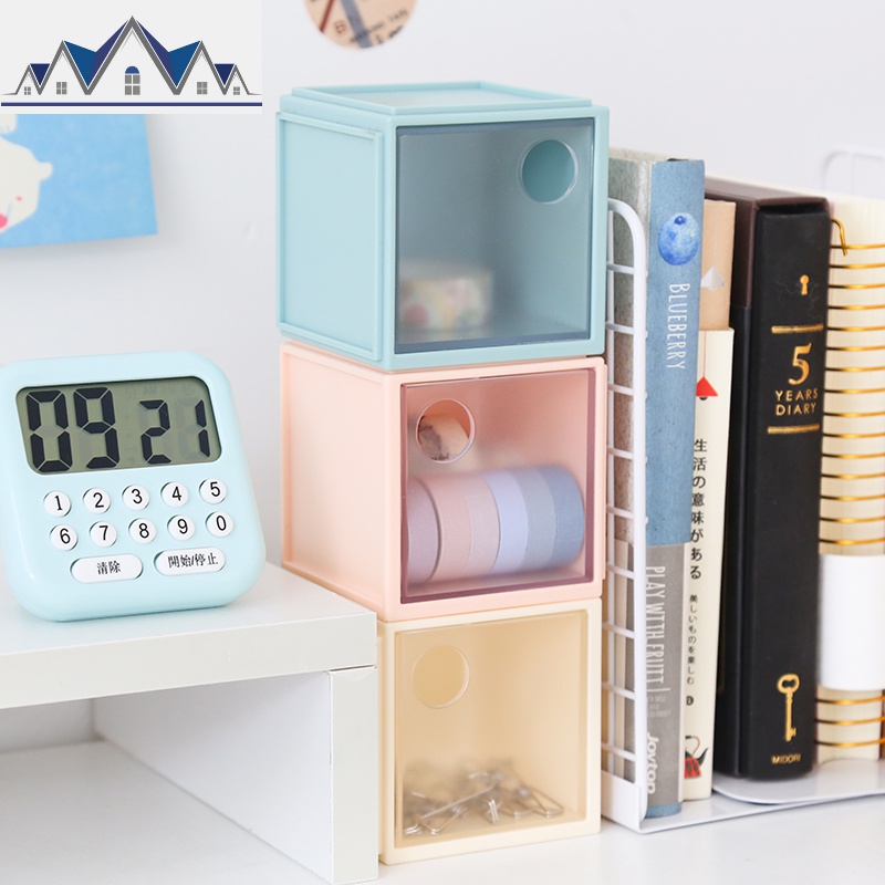 小清新桌面收纳盒透明方格抽屉式办公文具收纳整理盒杂物盒子 三维工匠高清大图