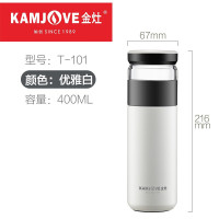 金灶(KAMJOVE)一杯双用创意泡茶杯 茶水分离杯 办公男女便携式水杯过滤花茶杯 双层不锈钢保温杯 白色[400ml]