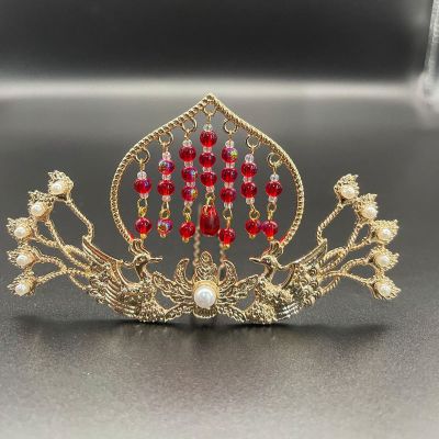 凤凰发冠珍珠发簪子侧凤正凤古风发饰汉服头饰新娘小众设计感头冠发簪