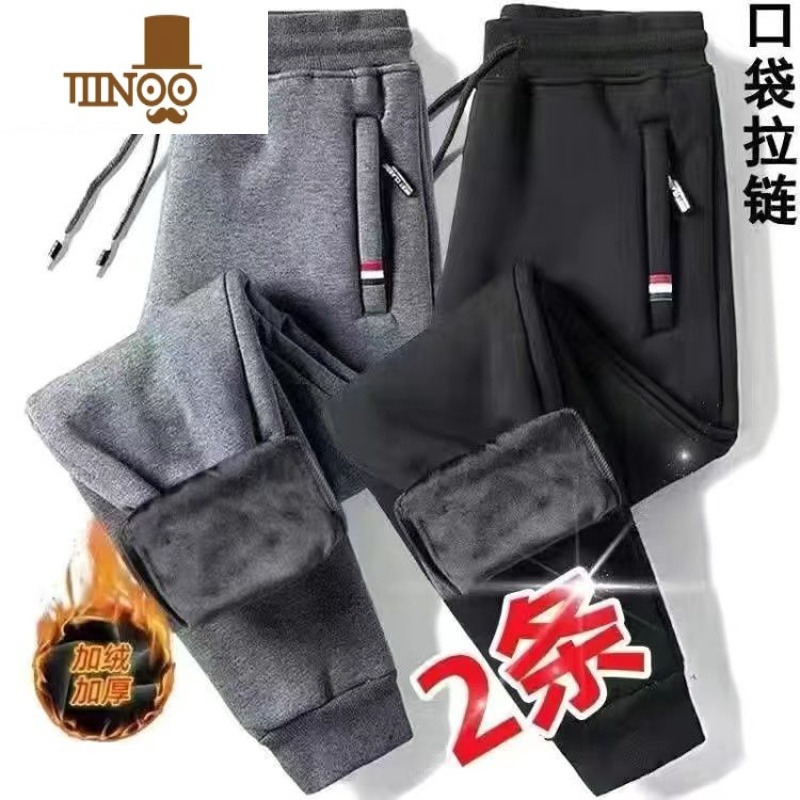 YANXU休闲长裤子男士春2023新款潮流潮牌宽松弹力男生加绒运动裤高清大图