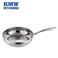 KMW晶工平底煎炒锅28cm 透明玻璃锅盖 防焦糊防烟304不锈钢煎炒锅煎饼煎蛋不粘锅燃磁通用