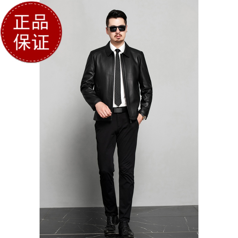 掉皮包换 正品海宁新款头层真皮皮衣男纯皮绵羊皮韩版机车服帅气商务夹克外套潮早买早便宜高清大图