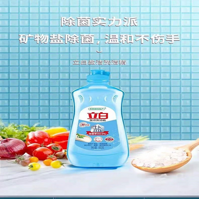 立白洗洁精 盐洁洗洁精 天然除菌强效去油 460g*瓶家庭用 食品用 洗洁精460g*1瓶高清大图