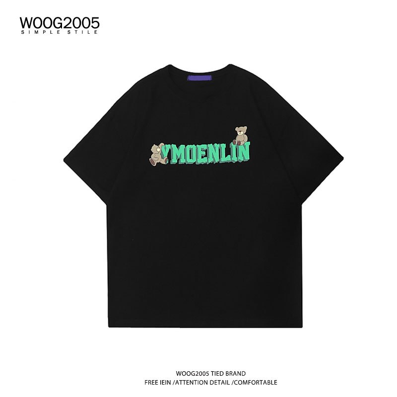 WOOG2005短袖T恤男ins美式复古潮牌潮流国潮情侣装衣服半袖夏季t