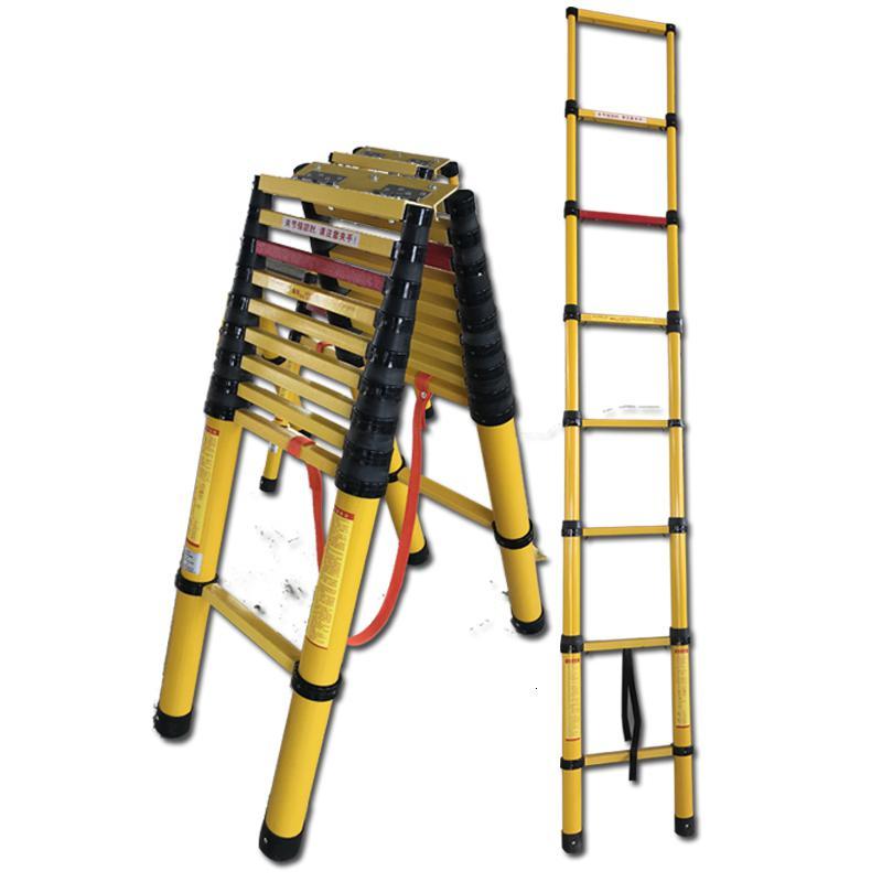 绝缘伸缩梯鱼竿梯人字梯竹节梯玻璃钢电力电工施工梯3.5米4米梯子定制