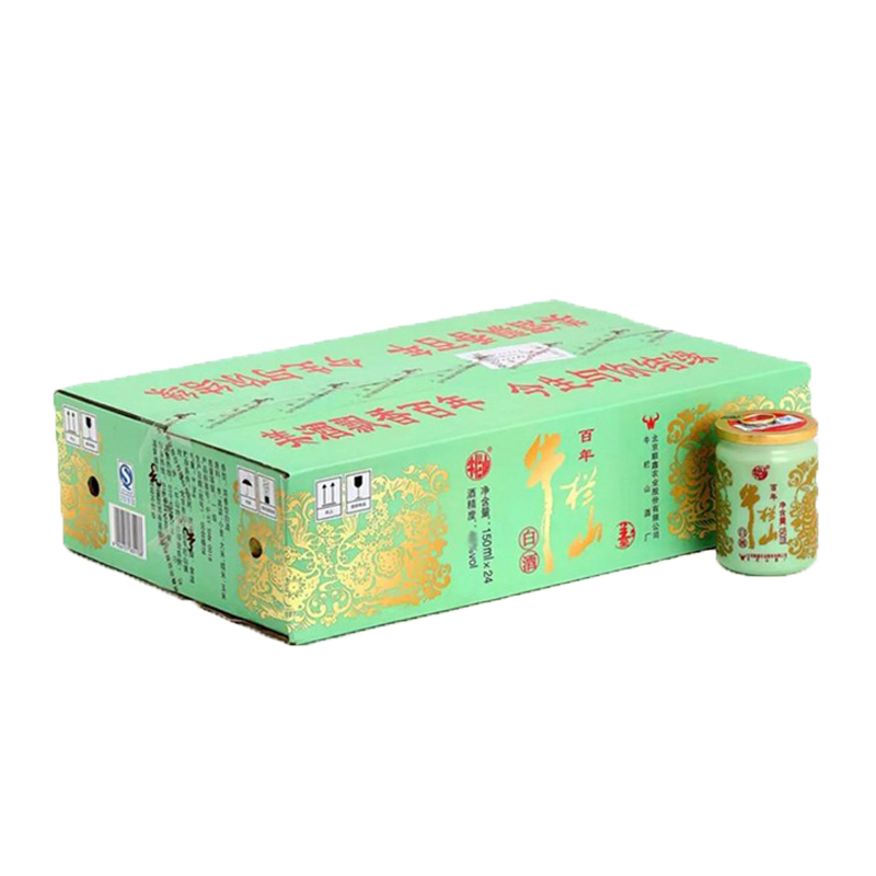 牛栏山子豪绿瓷口杯白酒浓香型39度小瓶150ml24瓶整箱装