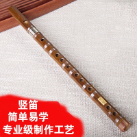 竖笛6孔竖吹扁嘴葫芦笛子乐器成人学生初学苦竹笛直笛零基础 棕色D调赠专业配件