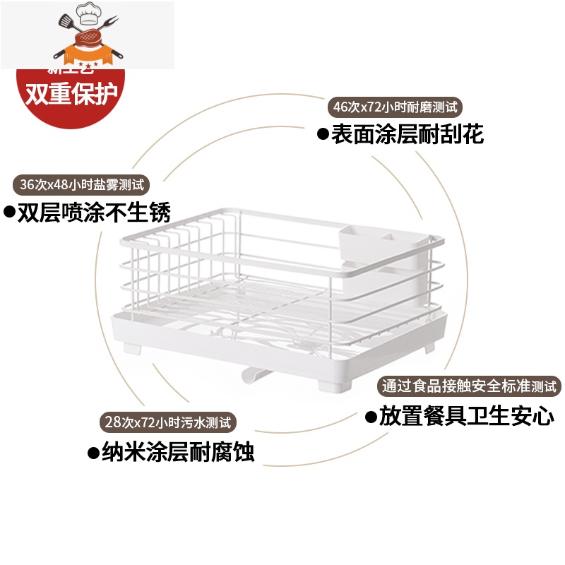 厨房碗架水槽沥水架餐具放碗筷架沥碗柜碗碟架置物架 敬平 单层宽款餐具架高清大图