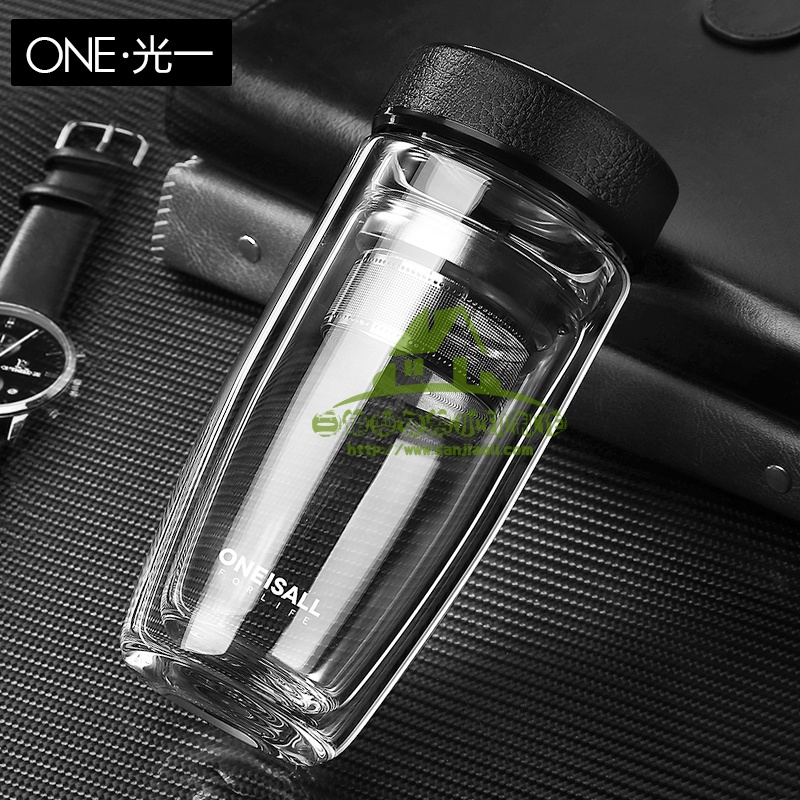 双层玻璃杯男便携水杯保温随手防摔带盖家用过滤水晶隔热泡茶杯子