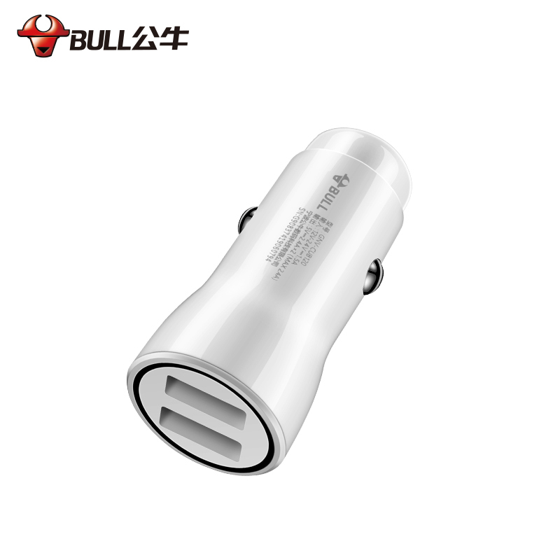 公牛(BULL)GNV-CUB120车充车载充电器2.4V/12V双USB车用多功能手机充电器白色车充