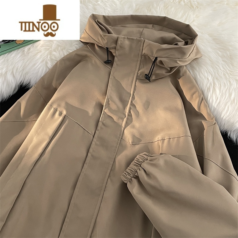 YANXU日系冲锋衣外套男生新款潮牌痞帅上衣服连帽户外防水风衣夹潮高清大图