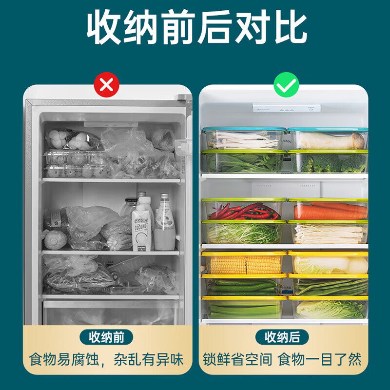 茶花(CHAHUA) 冰箱保鲜盒出游野餐盒饭盒饺子冷冻盒密封盒便当盒收纳盒5件套高清大图