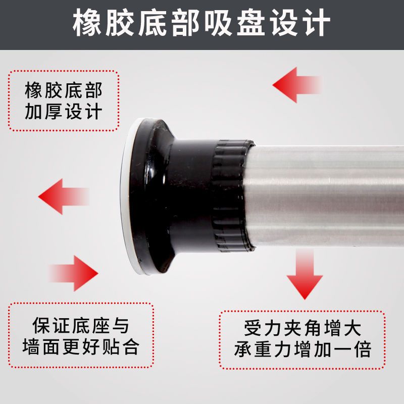 经典白 2.6-3.1米（25管径）橡胶端盖|窗帘杆免打孔卧室安装伸缩杆不锈钢阳台晾衣杆单杆浴帘杆子罗马杆