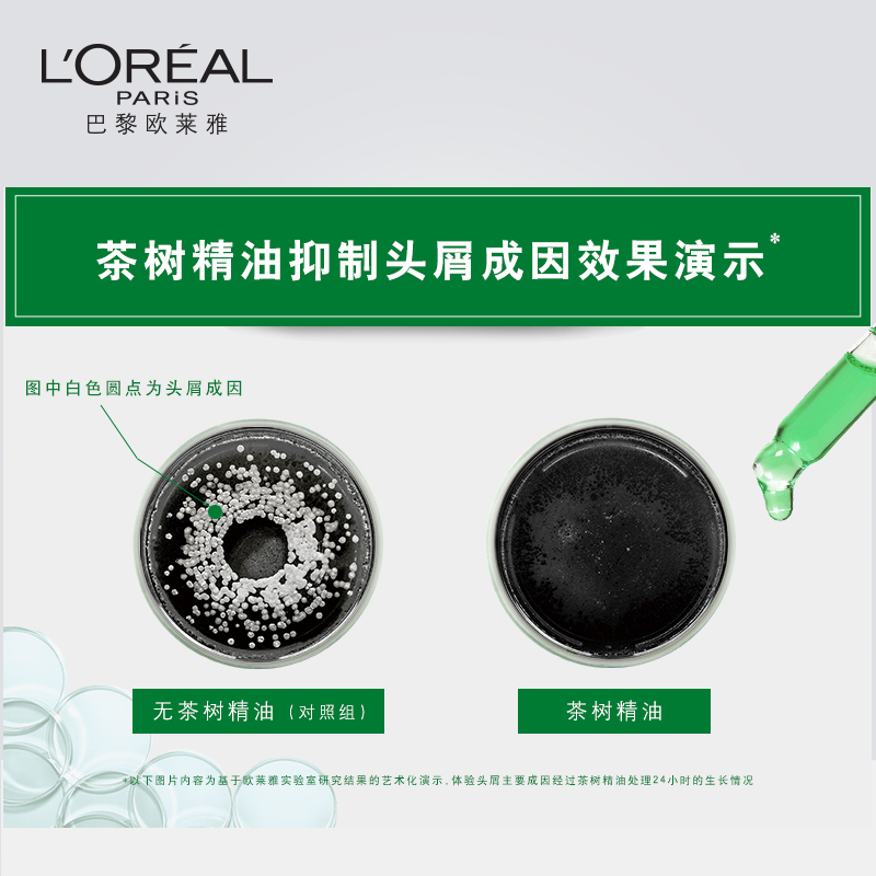 欧莱雅茶树植萃去屑洗发水无硅油700mL*2瓶洗发水套装赠旅行装洗护小样(随机发货)