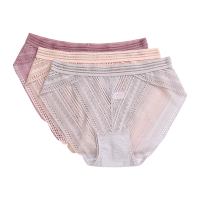 红豆居家(Hodohome)女士内裤薄款镂空无痕三角内裤三条装