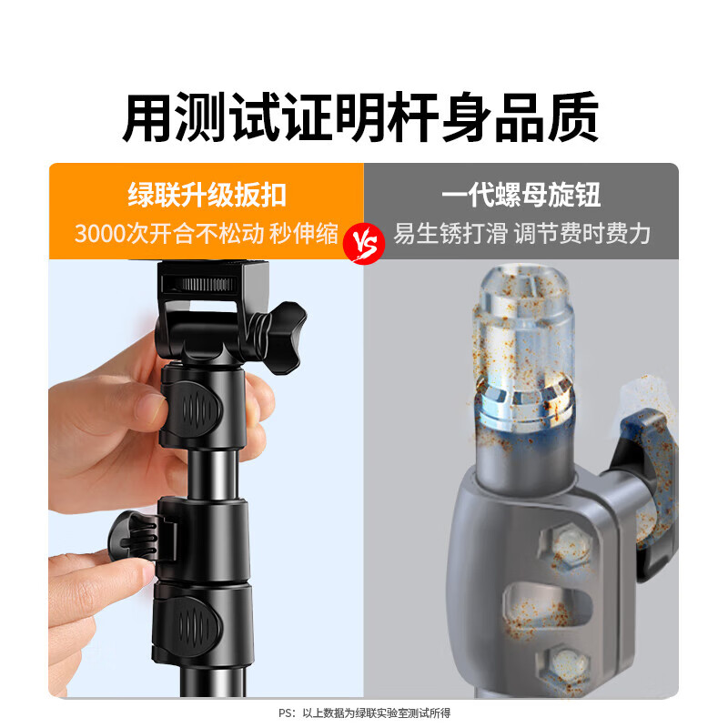 绿联(UGREEN) 手机支架落地三脚架 户外便携 1.8米[4.7-7.2英寸]90235高清大图