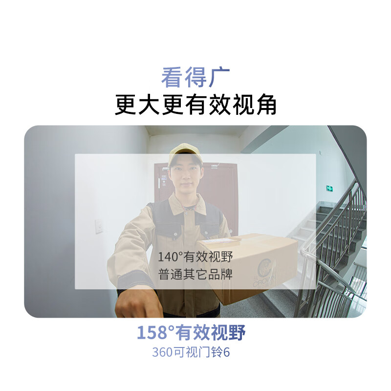360可视门铃6 300W高清画质 家用监控智能门铃电子猫眼摄像头 无线wifi手机远程查看对讲高清大图