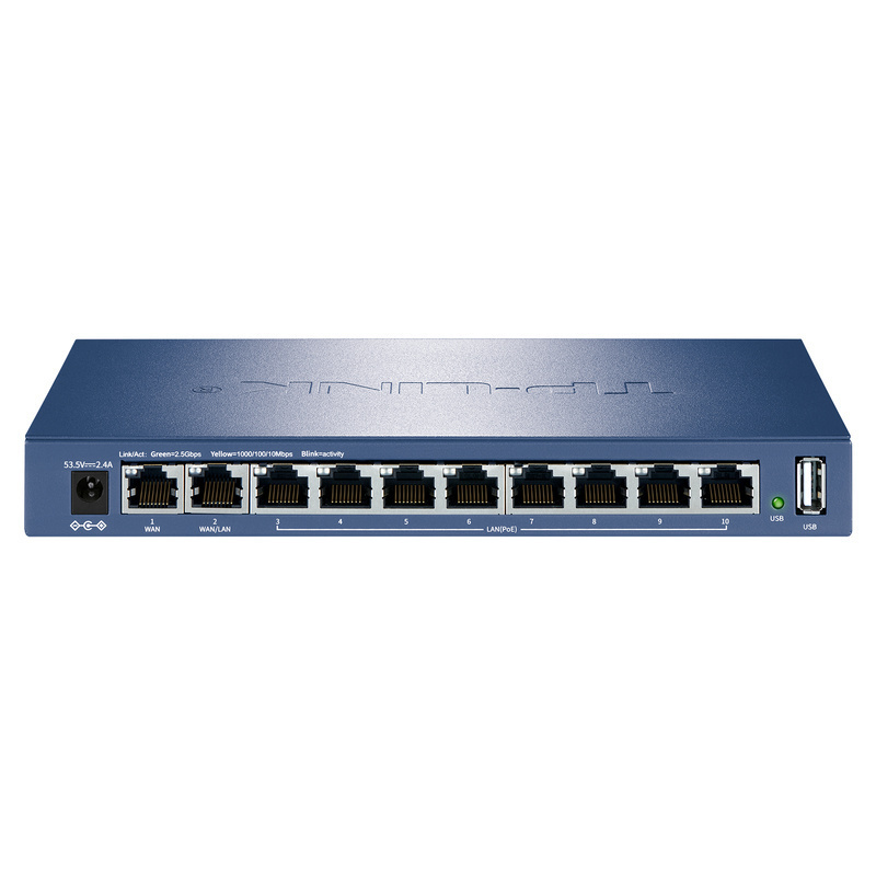 TP-LINK TL-R5010PE-AC 全2.5G网口POE路由器10口8口POE超千兆105W功率PoE+AC一体化管理无线AP无缝漫游智能切换双核CPU企业级网络管理