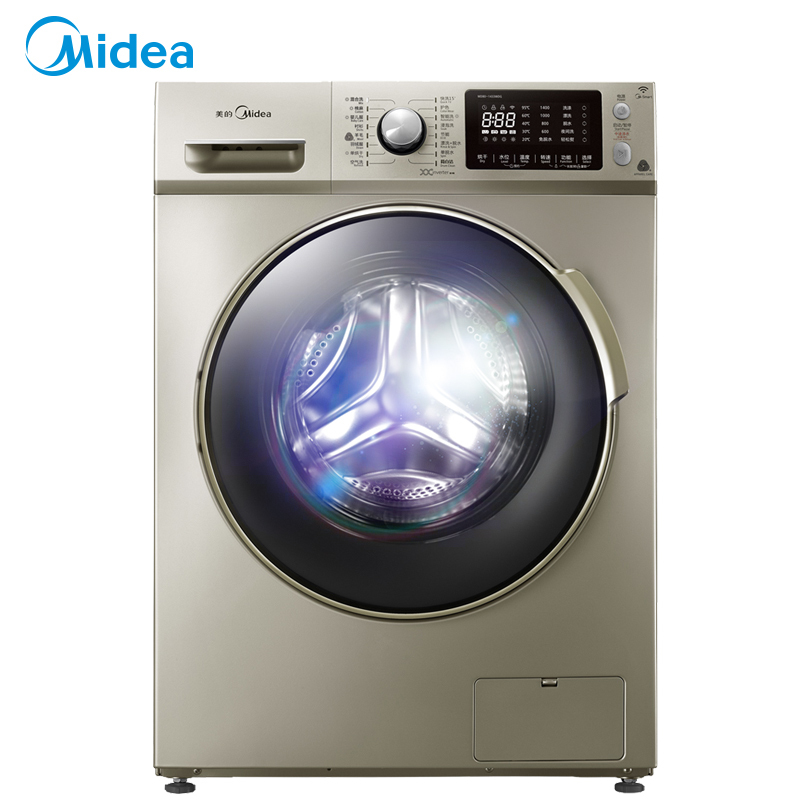 美的(Midea)MG80-1433WDG 8公斤全自动滚筒洗脱一体洗衣机 变频节能 家用金色 智能掌控