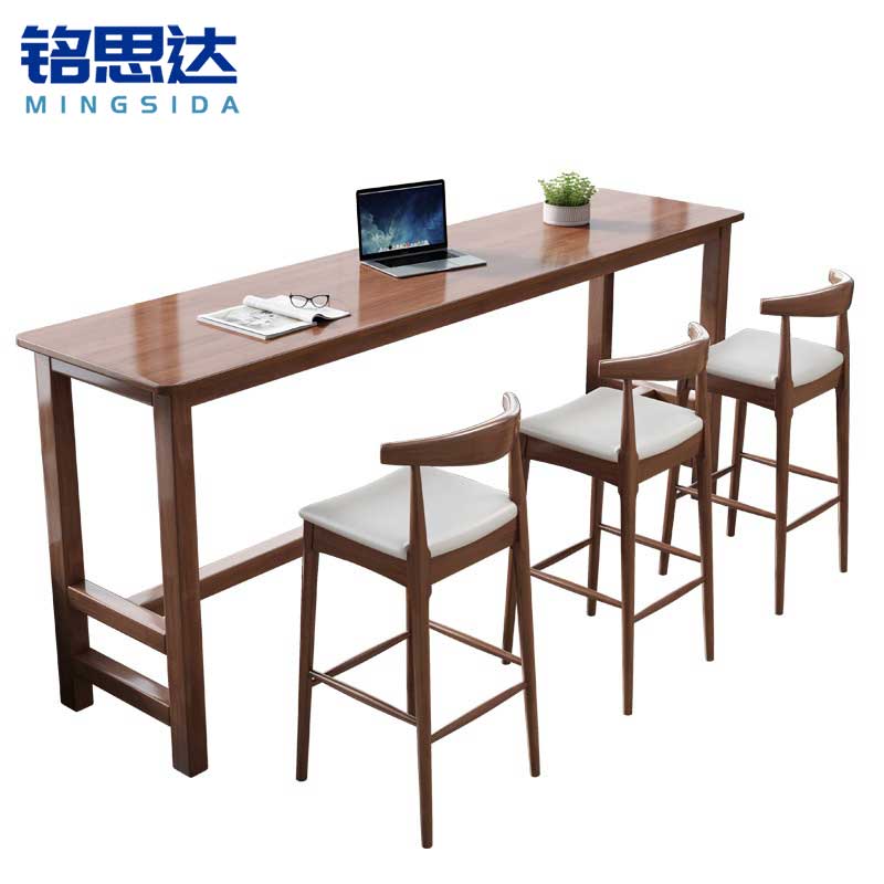 铭思达办公桌吧台桌一桌三椅可定制套高清大图