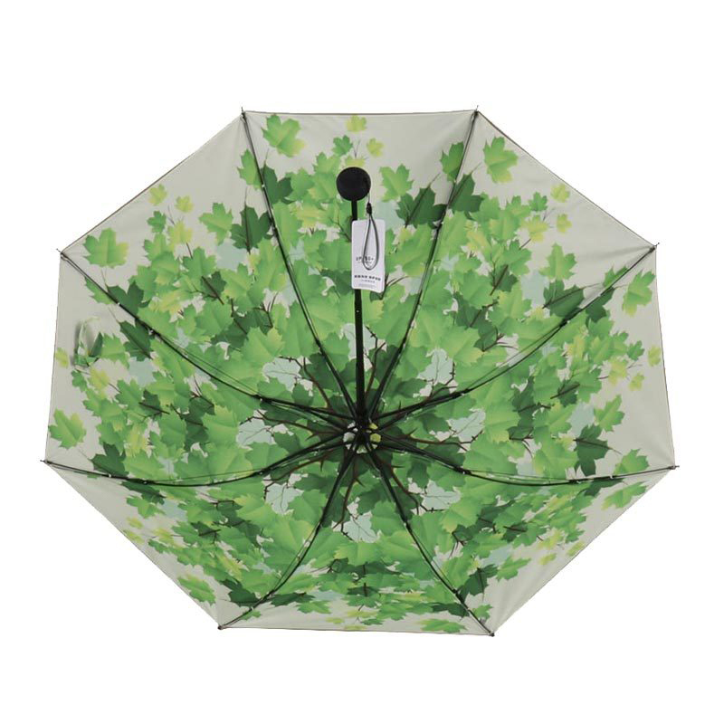 天堂伞 绿树成荫双层碰击黑胶三折晴雨伞 33379E高清大图