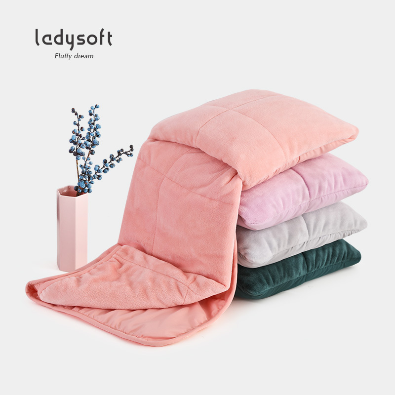 ladysoft御棉堂 磨毛多功能抱枕被法兰绒靠枕40*40cm/平铺110X150抱枕毯子两用