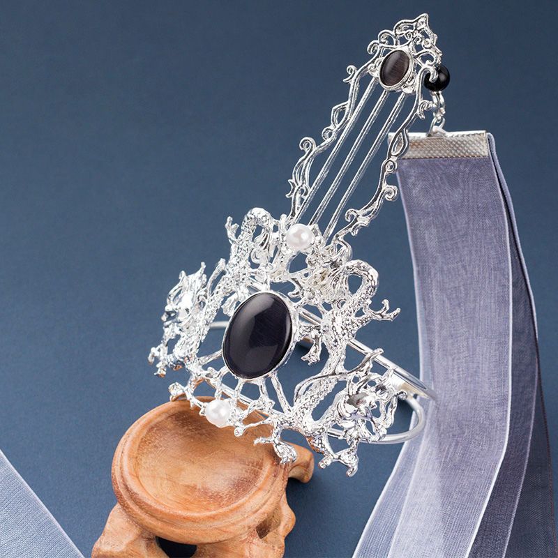 古风汉服仙侠飘带发冠宋制明制束发男士发箍头饰高马尾情侣发饰金色酒