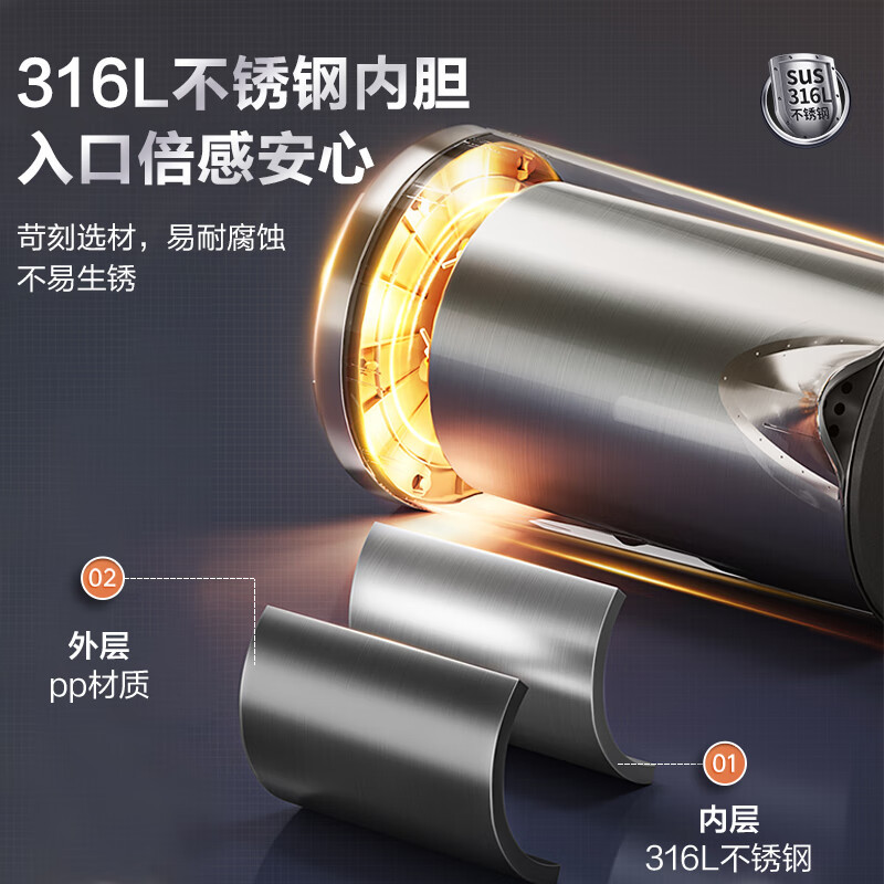 苏泊尔(SUPOR)电热水壶烧水壶1.7升大容量316L不锈钢内胆双层防烫家用电开水壶 SW-17J416L高清大图