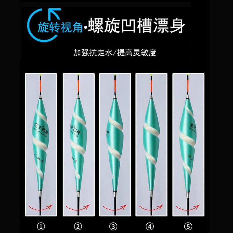 友义专利螺旋浮漂鱼漂高灵敏醒目加粗尾高档抗走水鲫鱼漂 LX-01 1号 常规尾款[尾径0.6mm]