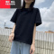 YIBUSHENG黑色纯色t恤女短袖半袖棉质韩版大码2021季宽松白体恤ins打底衫