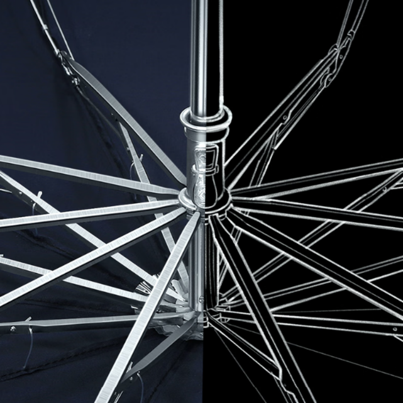 天堂加大雨伞三折3311E碰晴雨两用商务伞经典格纹10K大雨伞藏青伞下113CM高清大图