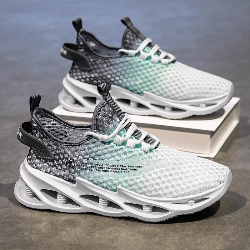 nakezg男鞋夏季透气薄款网鞋镂空网眼男士休闲夏天轻便网面运动渐变潮