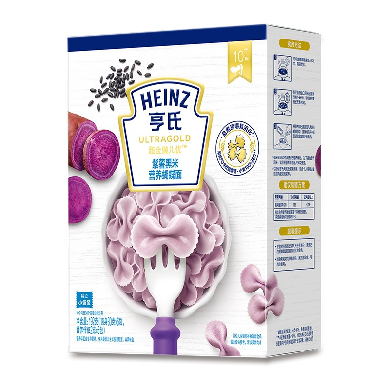 亨氏 (Heinz) 婴幼儿辅食面条 紫薯黑米宝宝营养面条蝴蝶面192g(10个月-36个月婴幼儿适用)