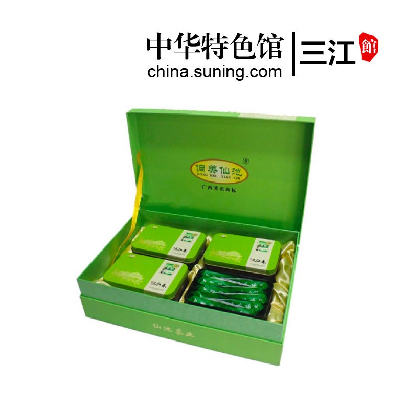 【中华特色】三江馆 广西三江特产 三江春 绿茶 仙池绿剑单芽茶礼盒装200克 华南地区 48小时内发货