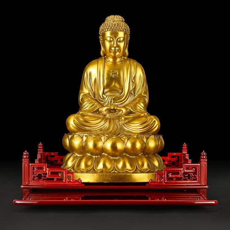 美帮汇铜佛像摆件铜如来佛三宝佛释迦牟尼阿弥陀佛药师佛神像摆设