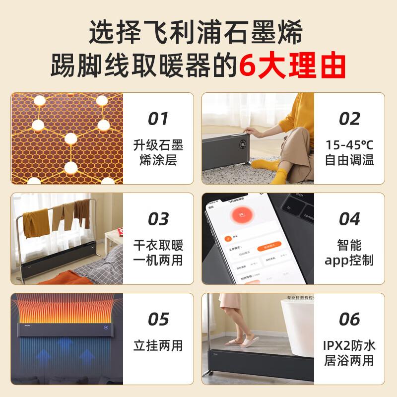 飞利浦(PHILIPS)石墨烯踢脚线取暖器家用电暖器暖风机电暖气片取暖神器全屋升温浴室客厅大面积快热炉 4146KS升级高清大图