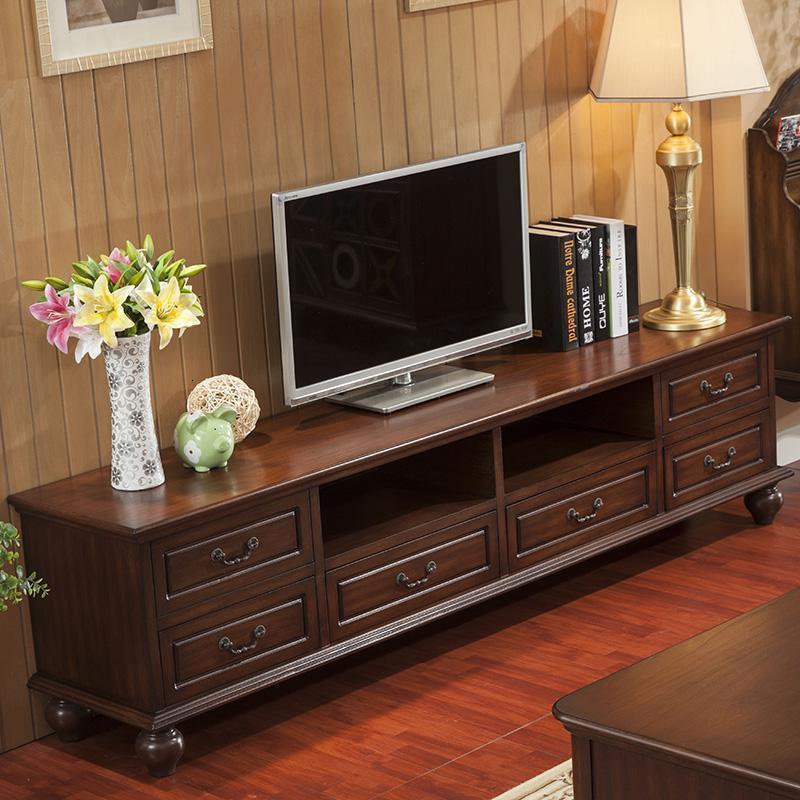 森美人美式茶几电视柜组合客厅实木乡园小户型主卧室储物地柜 1.8米电视柜+1.2米茶几整装