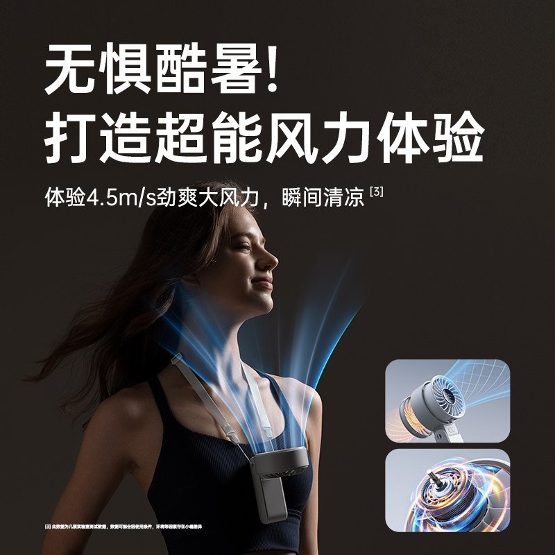 几素手持风扇便携折叠高速节能户脖桌面风扇【云雾灰】Handheld Fan Life7 （5000mAh）高清大图