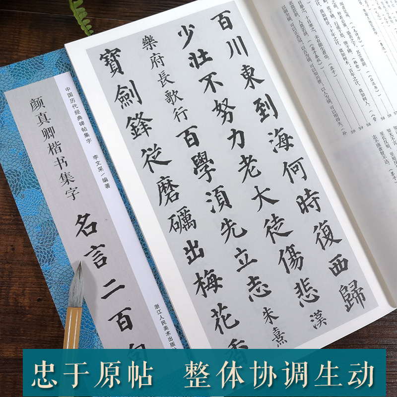[醉染正版]颜真卿楷书集字名言二百句 收录颜真卿楷书经典碑帖集字名言作品集临摹教程 楷书毛笔书法字帖颜体多宝塔碑颜勤礼碑高清大图