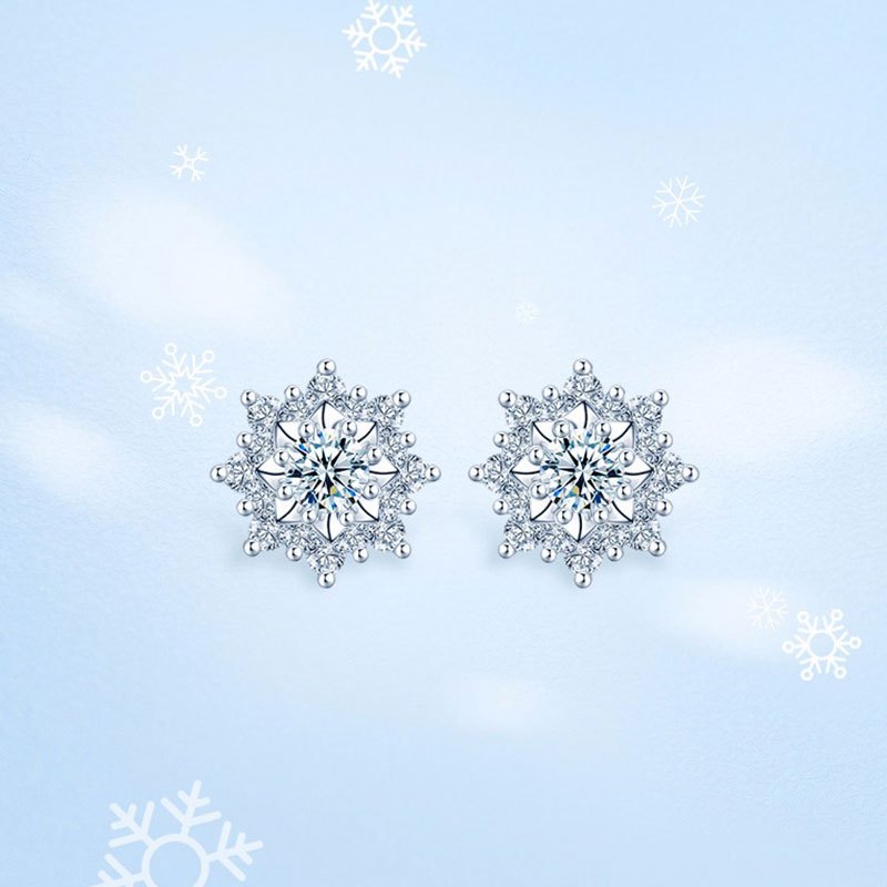 GZUAN古钻珠宝 初雪 18K金钻石女士耳钉耳环 E1819