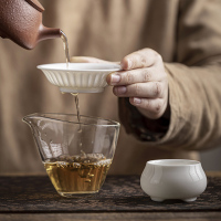 領藝 优选青玉茶漏陶孔一体滤茶器茶叶过滤网茶具配件创意陶瓷茶隔茶滤泡茶神器