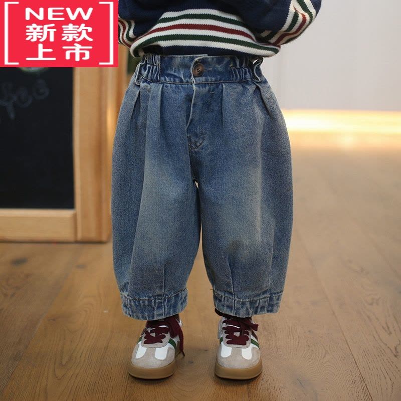 可莉允砚台家韩版儿童牛仔裤男童加绒裤子宝宝哈伦保暖裤女童洋气秋冬款图片