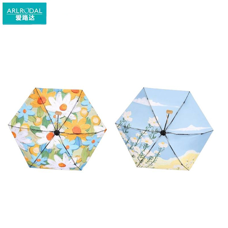 爱路达 黑胶全遮光雨伞六折迷你口袋雨伞ALT19/把高清大图