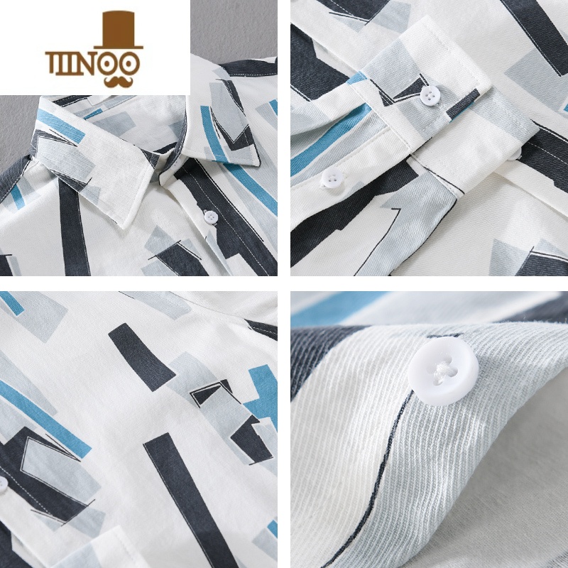 YANXU设计感衬衫男长袖潮流个性雅痞上衣服日系潮牌印花衬衣外套高清大图